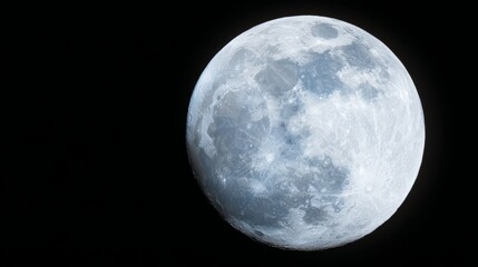Obraz premium phase. A detailed closeup of the full moon, showcasing its textured surface against the dark expanse of space. STEM education sheets. 