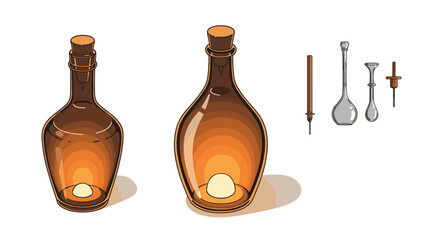 Elegant glassware with light reflection and detailed parts