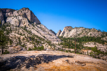 hiking in zion national park in utah, usa