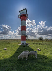 Lighthouse on the coast of the river Elbe.