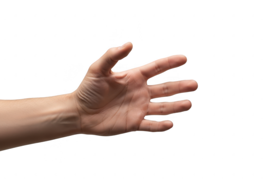 Open hand reaching out gesture demonstrating help support and connection transparent background