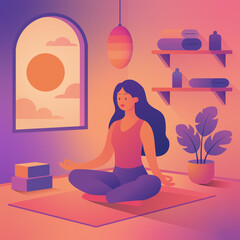 woman meditating in yoga position