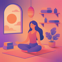 woman meditating in yoga position