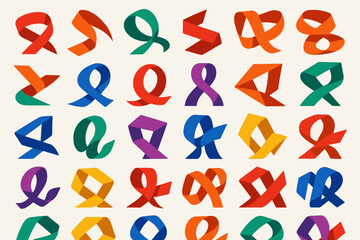 abstract flat ribbons 30 experimental forms twisted multi angle ribbons bold flat colors vector modern look.