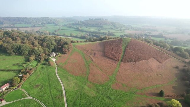 Cam Peak in Cotswolds, near Dursley and Uley. Autumn Travel in United Kingdom