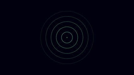 Concentric teal circles radiating from a central point against a dark navy background radial wave