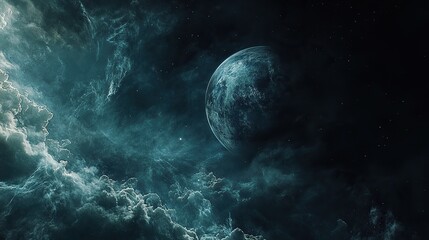 moon, night, sky, sea, water, ocean, 