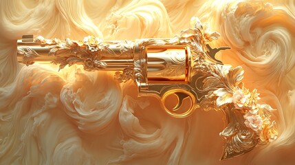 Golden key object on black with abstract golden decoration for a vintage holiday celebration light