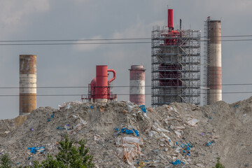 Impact of industrial facilities on environment near operating factory