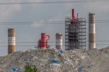 Impact of industrial facilities on environment near operating factory