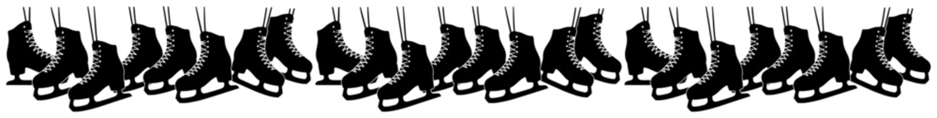 Hanging ice skates garland border — black vector winter text divider frame © Aisha Kudorova