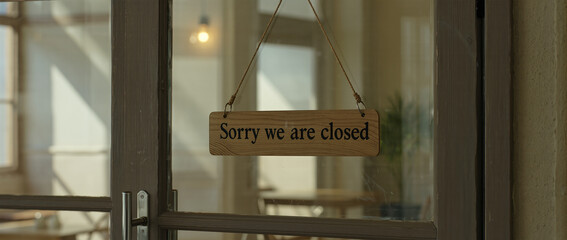 Closed sign in a shop, sorry we are closed