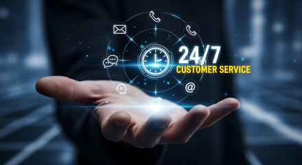 24/7 Customer Service Global Support Network Holographic Interface