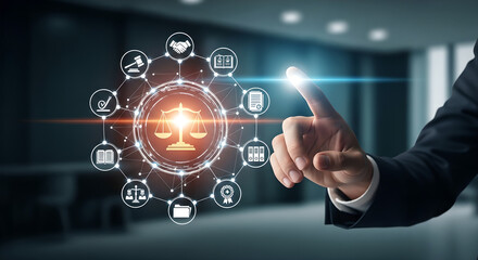 Fototapeta premium Law Justice Business Digital Technology Legal Service Copy Space