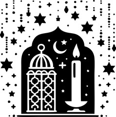 Beautiful Ramadan Light Candle Decoration with Glowing Lantern Ambience