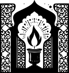 Beautiful Ramadan Light Candle Decoration with Glowing Lantern Ambience