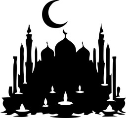 Beautiful Ramadan Light Candle Decoration with Glowing Lantern Ambience