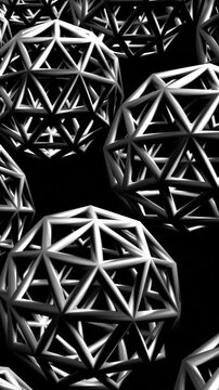 3d animation of wiremesh grey sphere metal.Captivating green patterns emerge as dynamic light transforms the visual space in an intricate digital display