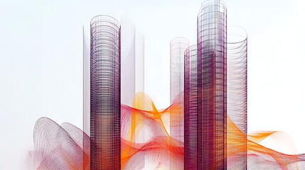  Golden sunrise and fiery sunset paint the city skyline with orange and red light, casting building silhouettes against the vibrant sky over the river water