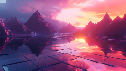  Golden sunrise and fiery sunset paint the city skyline with orange and red light, casting building silhouettes against the vibrant sky over the river water