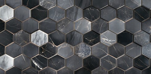 Seamless hexagonal metal tile texture pattern background