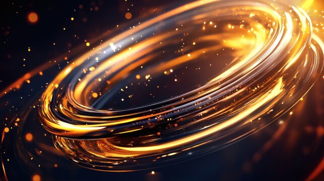 Dynamic, luminous rings of light create a mesmerizing visual effect, emanating energy and movement