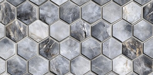 Seamless hexagonal metal tile texture pattern background