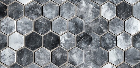 Seamless hexagonal metal tile texture pattern background