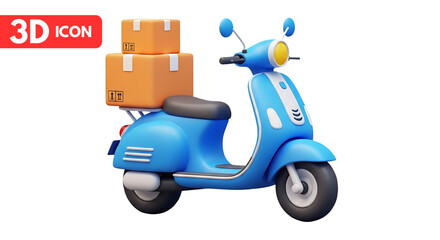 3d scooter with boxes for delivery service icon