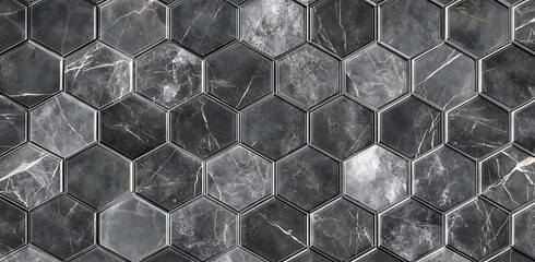 Seamless hexagonal metal tile texture pattern background