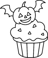 할로윈 컵케잌 디저트 도안 라인 벡터 일러스트