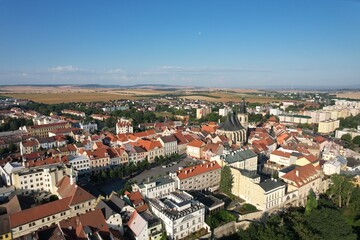 Obraz premium Louny historical town and city center aerial panorama, Ceske Stredohori,Bohemia Czech republic, old town square and streets landmark