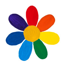 Fototapeta premium Flower with petals of rainbow colours painting