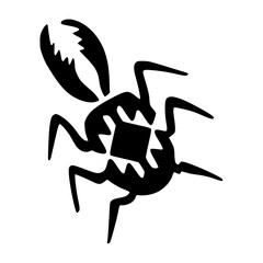 Vector isolated simple black and white Aztec symbols stencil Beetle, stencil for paint, scrapbook stencil, Southwestern art