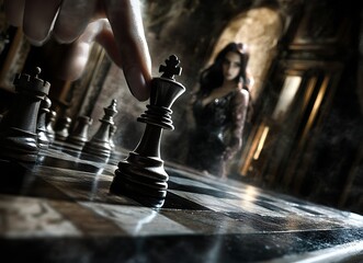 chess pieces on a board game