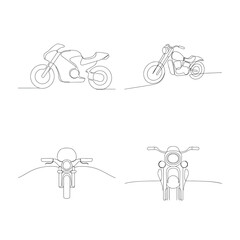 Continuous line drawings motorcycles in Single line outline bike vehicle 1