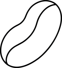 Black Outline Drawing of Bean Seed with Central Groove for Agricultural Design