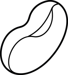 Black and White Bean Seed Outline Vector Illustration