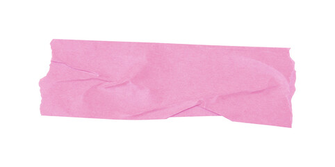 pink crumpled adhesive sticky tape, torn tape isolated on transparent background.