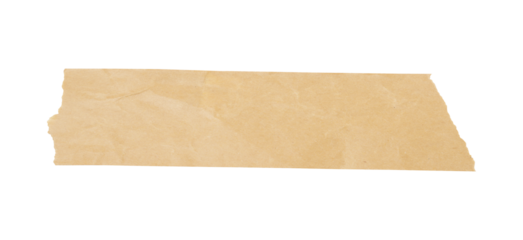 Adhesive tape wrinkle on a white background, brown adhesive torn tape isolated transparent PNG background.