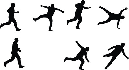 Person falling while running silhouette cartoon illustration, symbolic motion and expressive gesture artwork for lifestyle and movement design