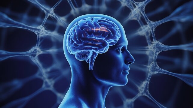 3d render of a human brain with neural network connections - Powered by Adobe