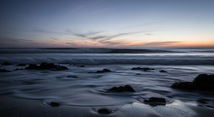 Ocean Waves at Twilight with Cinematic Long Exposure