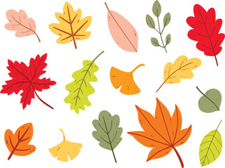 Leaf Falling Clipart Autumn Leaves Set Flat Illustration 