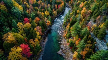 A river with a greenish tint and a forest in the background. The trees are full of leaves and the water is clear