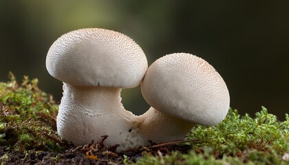 Fototapeta na wymiar Common Puffball Mushroom Pearl Studded Puffball Lycoperdon Perlatum