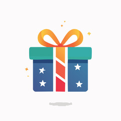 Colorful Gift Box with Ribbon and Star Decorations