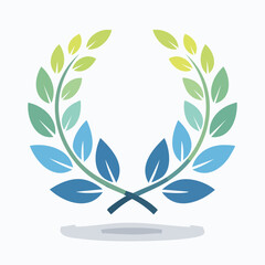 Colorful Vector Laurel Wreath with Leafy Branches