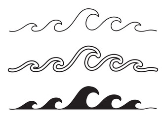 Ocean Wave Line Art Set – Minimalist Sea Wave Outline & Surf Design