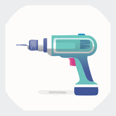 Vector Illustration of a Teal and Blue Power Drill